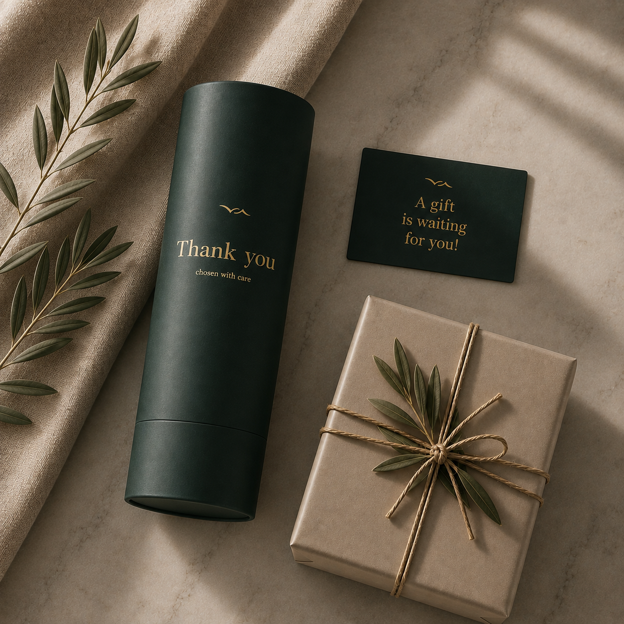 Kalma gåvokort i presentbox