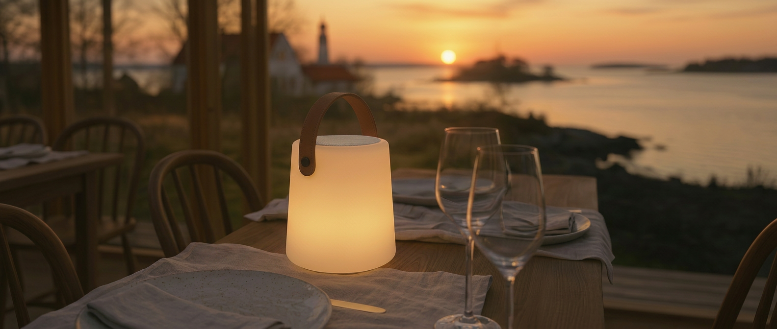 Luminote — bärbar lampa i fönsternisch